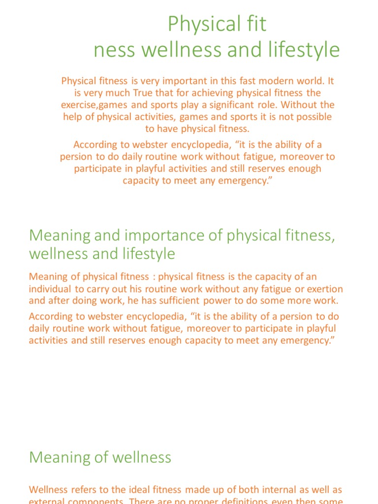 Importance of Physical Fitness & Wellness | PDF | Self-Improvement