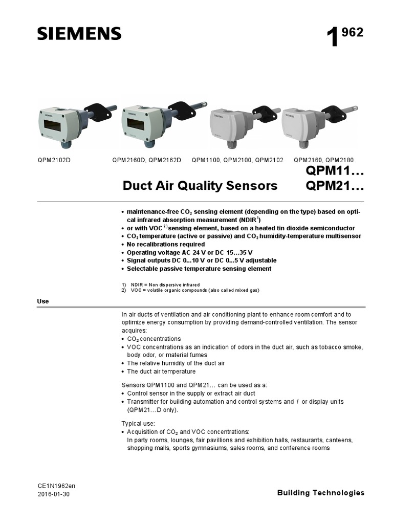 Siemens QPM2100 | PDF | Sensor | Ventilation (Architecture)