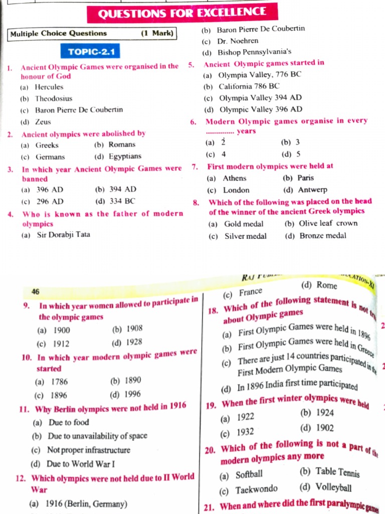 Unit 2 (10+1) P.ED | PDF | Olympic Games | Multi Sport Events