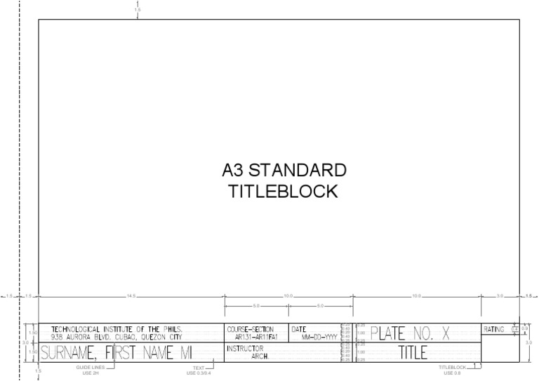 Standard Title Block A3 With Dimension PDF