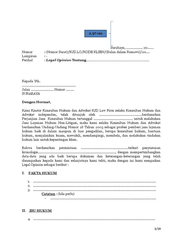 Contoh Format Legal Opinion KJD Law Firm | PDF