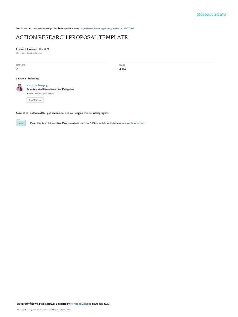 Action Research Proposal Template for SIPA | PDF | Learning | Teachers
