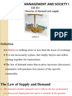 CIE 421 Elementary Theories of Demand and Supply: Engineering, Management and Society I