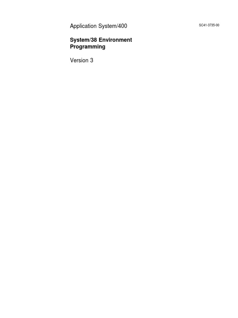 System/38 Environment Programming | PDF | Ibm System I | Operating System