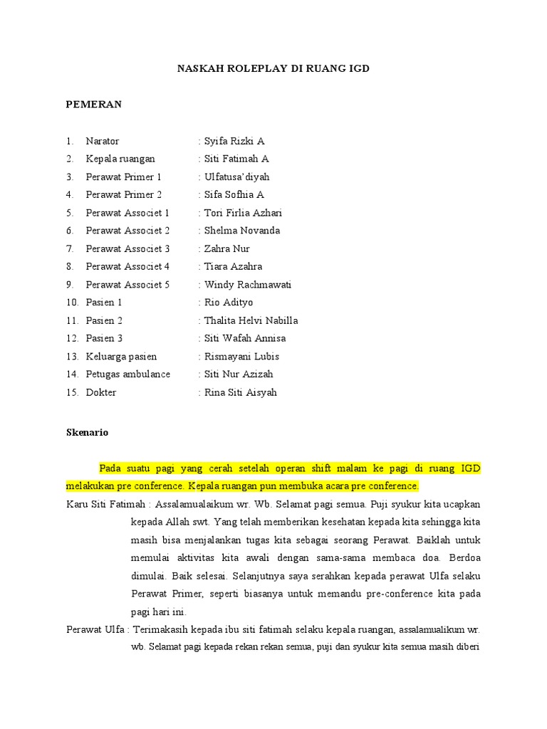 Roleplay Di Ruang Igd | PDF