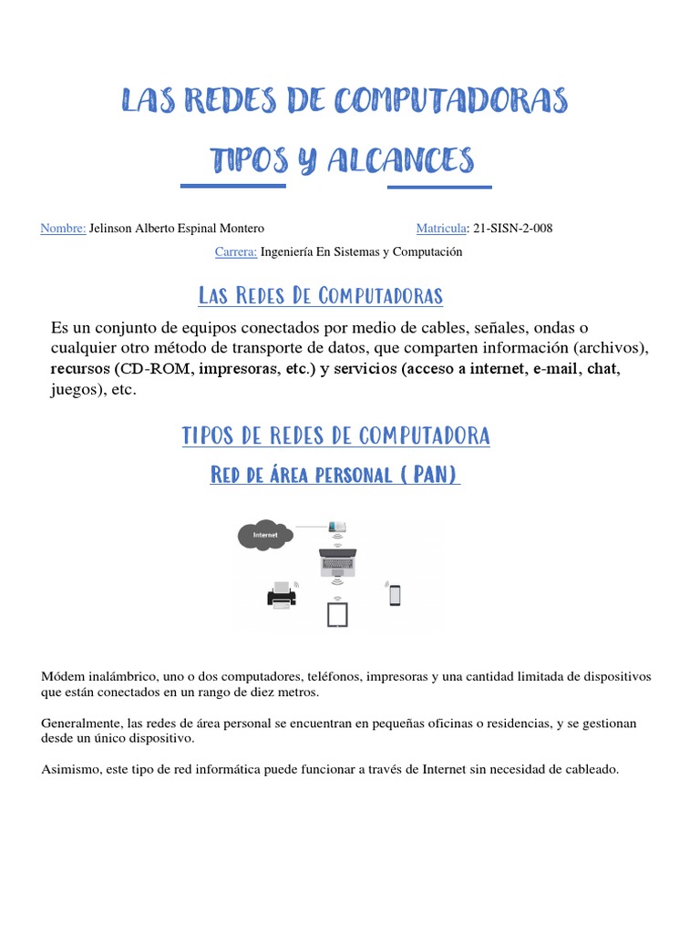 Tipos de Redes de Computadora Completado | PDF | Red de computadoras ...