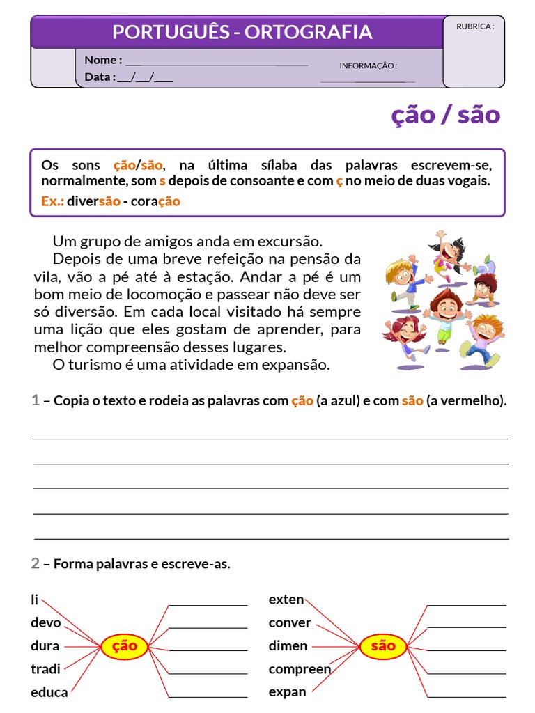 Palavras com ção e são na ortografia | PDF | Cães | Linguística