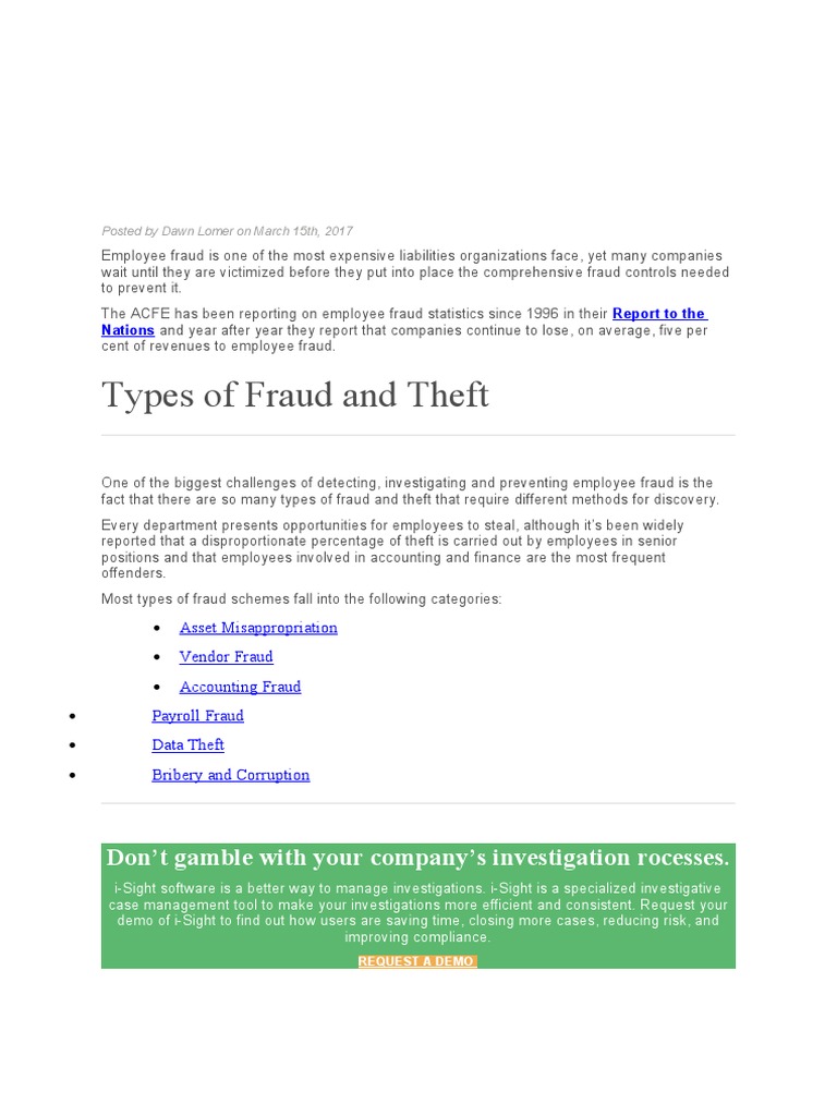 Understanding Types of Employee Fraud | PDF | Accounts Payable | Payroll
