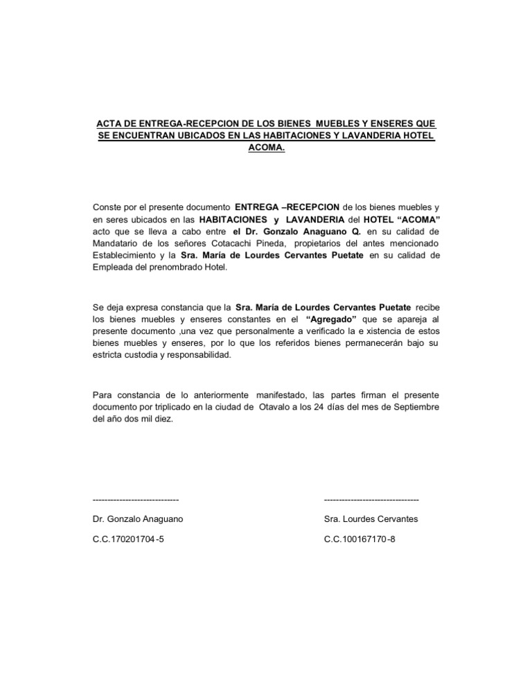 ACTA DE ENTREGA