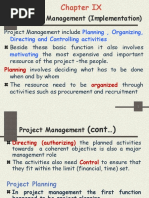 Project Management (Implementation) : Planning, Organizing, Directing and Controlling Activities Motivating