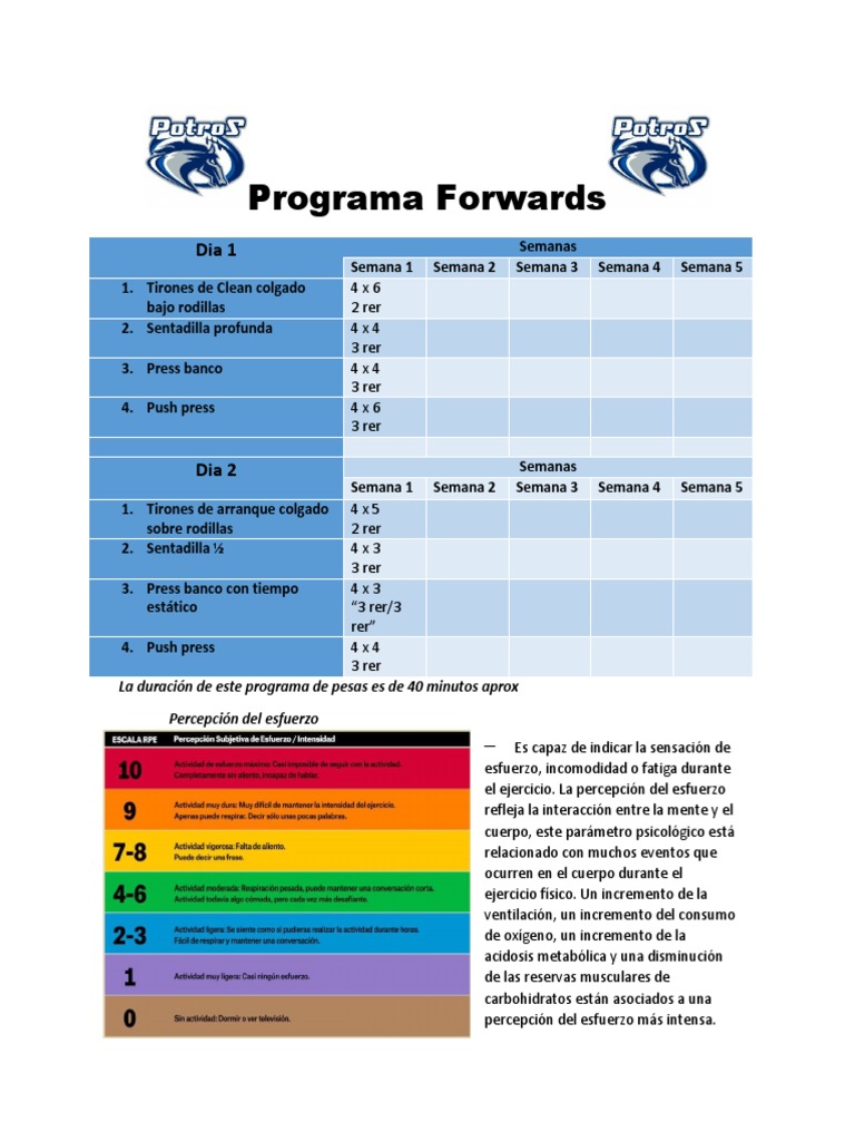 Programa de Entrenamiento Forwards 5 Semanas | PDF | Determinantes de ...
