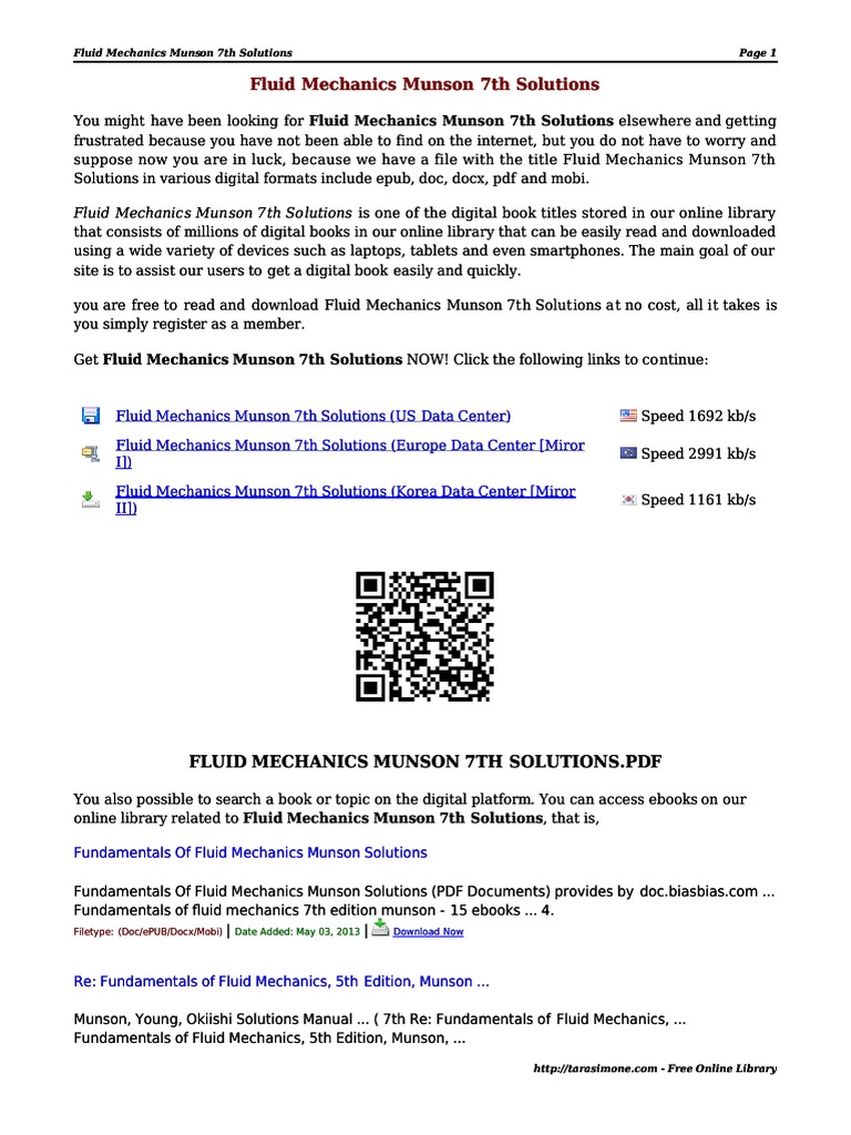 Munson Fluid Mechanics 7th Solutions PDF | PDF | E Books | Computing