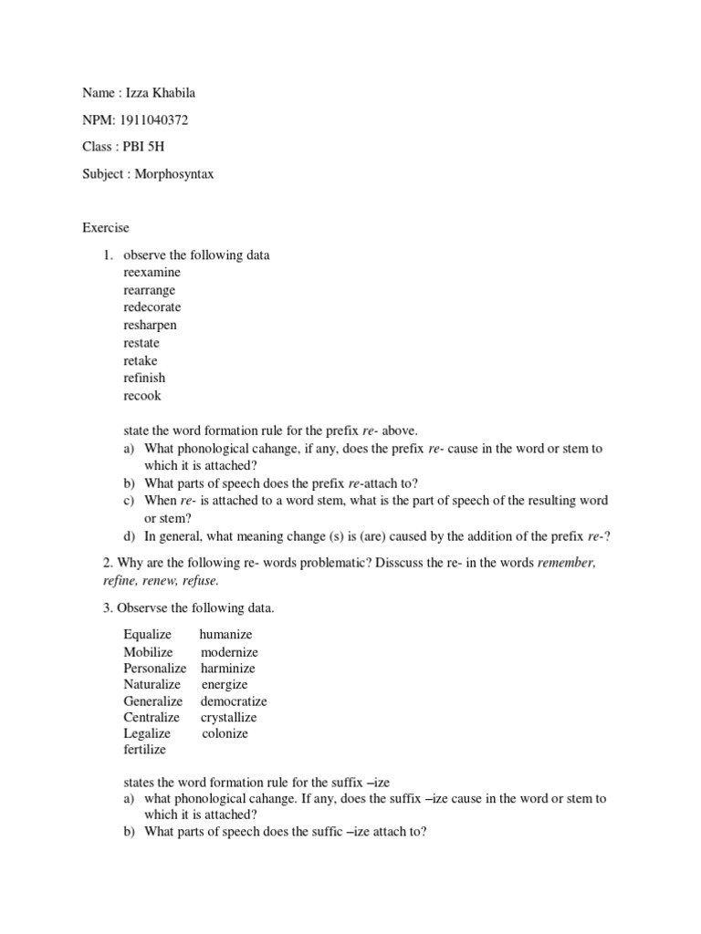Morphosyntax for Linguistics Students | PDF | Word | Morphology ...