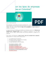 Cuáles Son Los Tipos de Empresas y Sociedades en Colombia