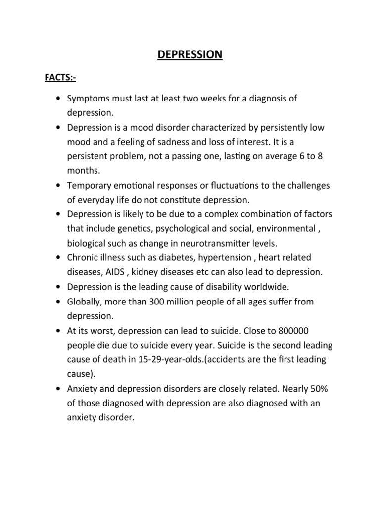 INTERESTING FACTS ABOUT MAJOR DEPRESSION intelligence overview