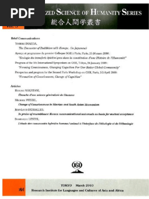 Generalized Science Of Humanity Gsh Science Generalisee De L Homme Vol 5 Edited By Hideaki Nakatani Research Institute For Languages And Cultures Of Asia And Africa Tokyo 2010gshvol 5 Pdf
