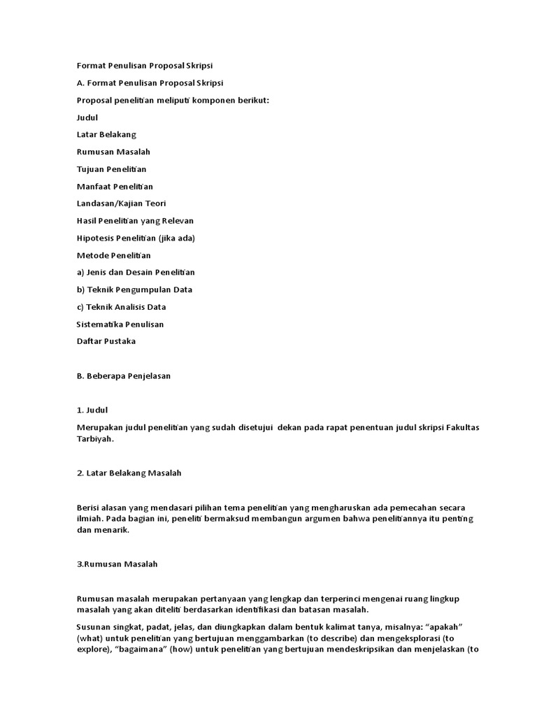 Format Penulisan Proposal Skripsi | PDF | Komputer | Seni