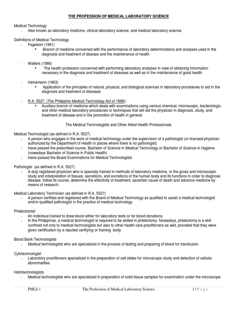 Brief History and Background of Medical Technology | PDF | Pathology ...