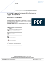 Synthesis, Characterization, and Applications of Copper Nanoparticles