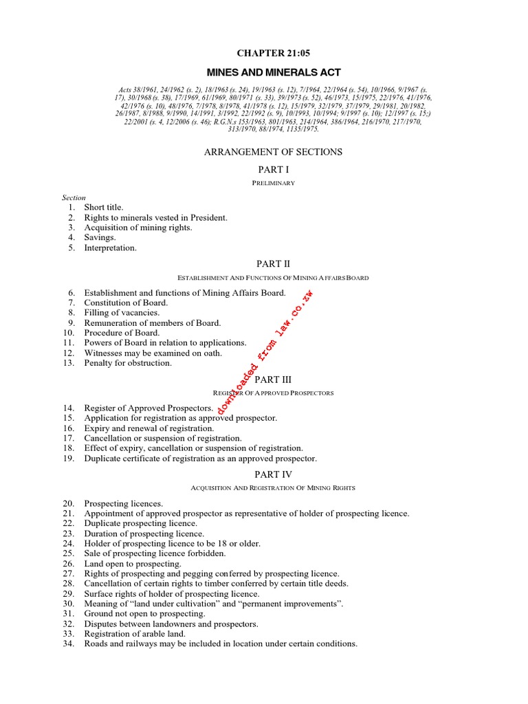 Zimbabwe Mines and Minerals Act Overview | PDF | Mining | Mineral Rights