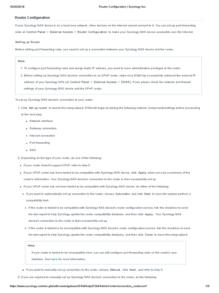 Synology NAS Router Port Forwarding Guide | PDF | Port (Computer ...