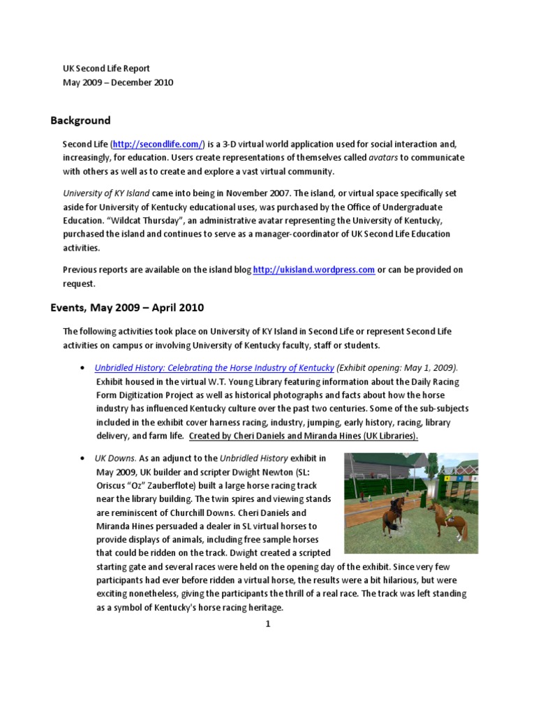 UK Second Life Education Activities Report | PDF | Second Life | Teachers