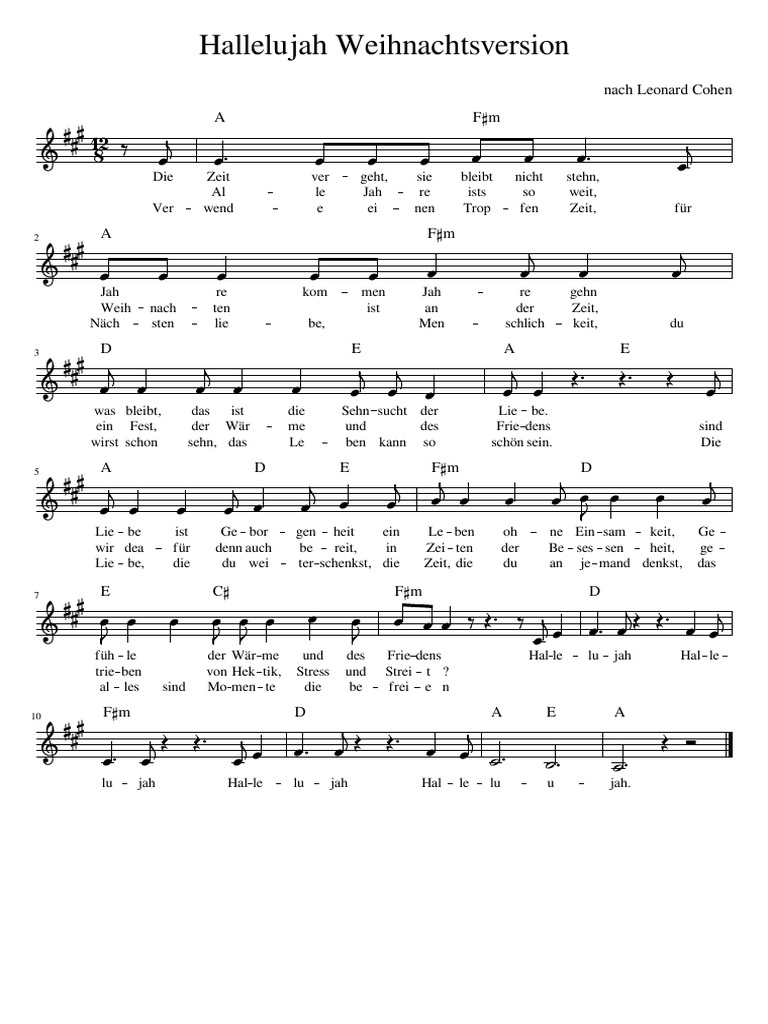 Hallelujah Weihnachtsversion PDF