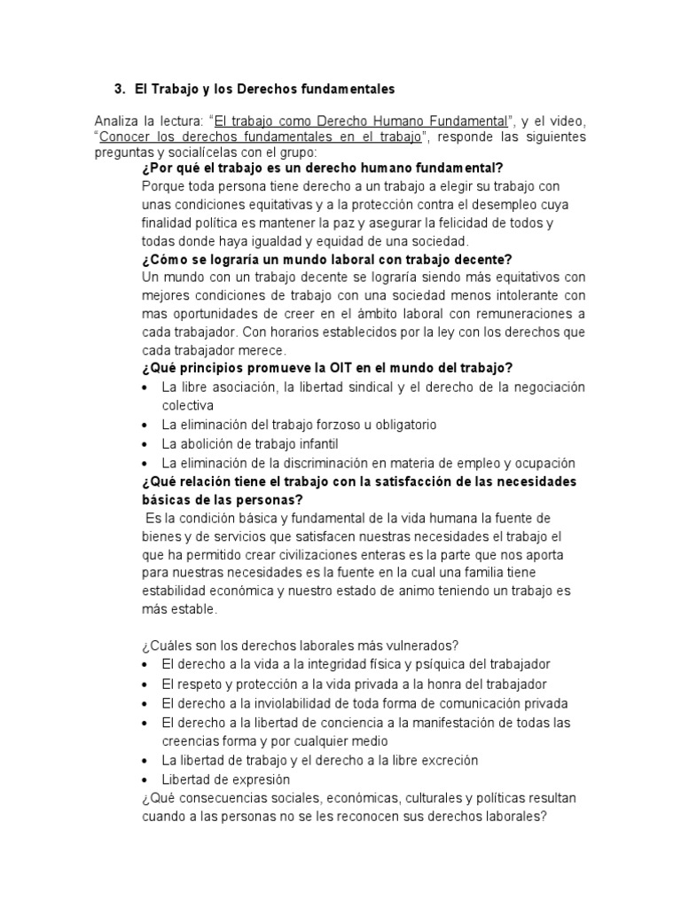 Derechos Laborales y Trabajo Decente | PDF | Derecho laboral | Derecho ...
