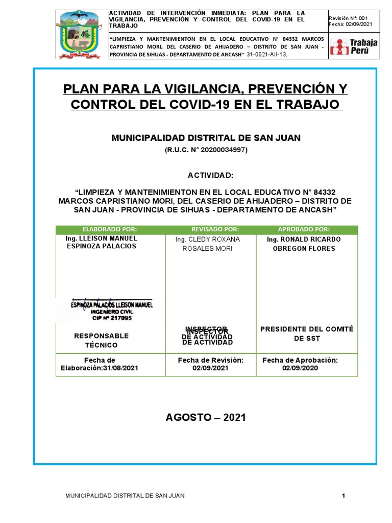Plan Covid - San Juan - Ahijadero - Imprimir | PDF | Lavado de manos ...
