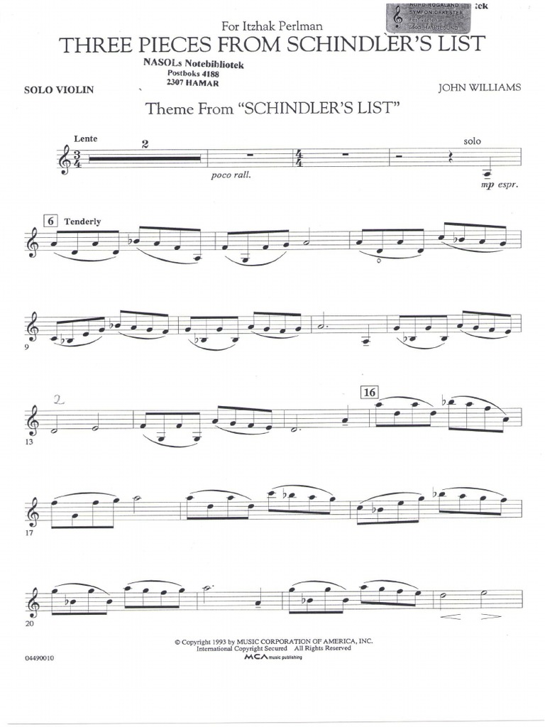 Schindler S List Violin PDF