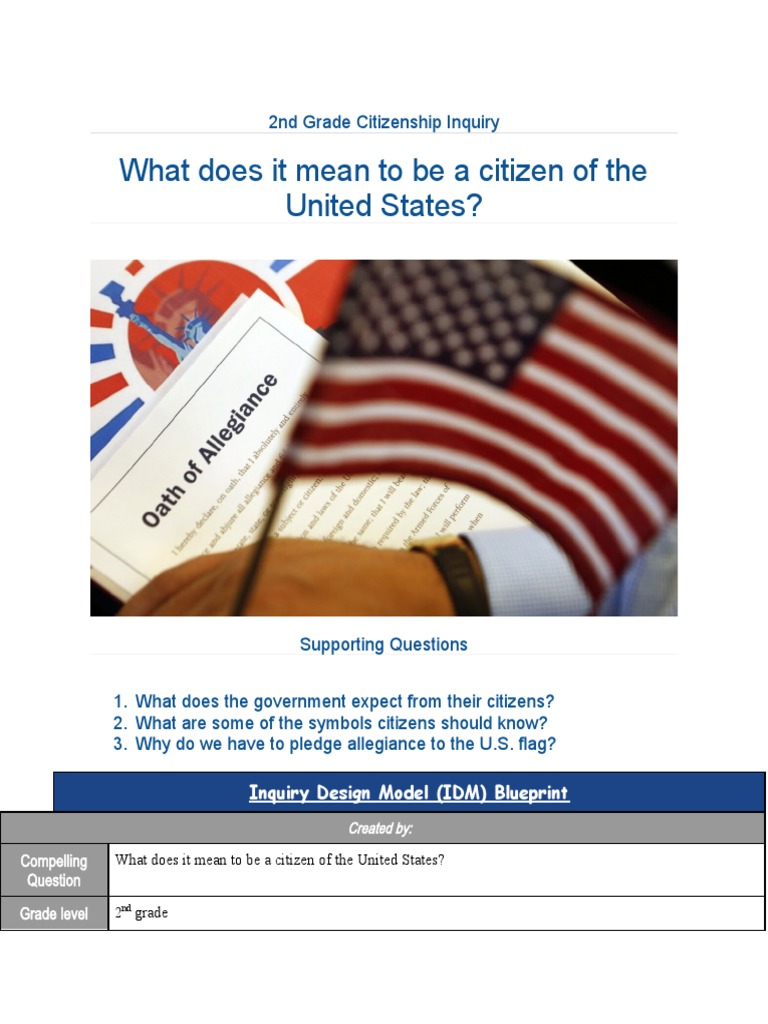 What Does It Mean To Be A Citizen of The United States?: 2nd Grade