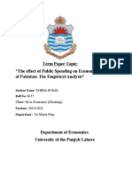 Term Paper Topic: "The Effect of Public Spending On Economic Growth of Pakistan: The Empirical Analysis"