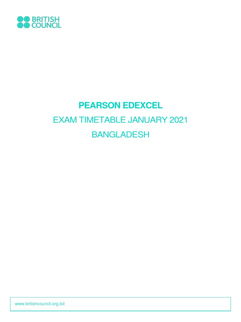 Exam Timetable January 2021 Bangladesh: Pearson Edexcel | PDF | Dhaka ...