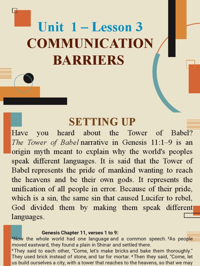 UNIT I 3. Communication Barriers | PDF | Communication | Psychological ...