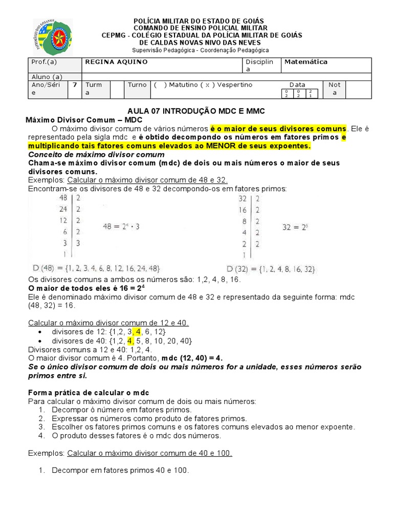 Introdução ao MDC e MMC | PDF | Número primo | Matemática discreta