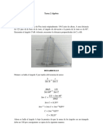 Ejercicios de álgebra y trigonometría sobre distancias, ángulos y elevaciones