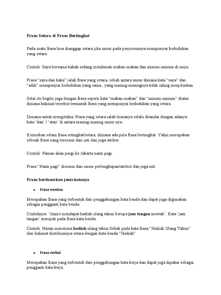 Pengertian dan Contoh Frasa Verbal | PDF