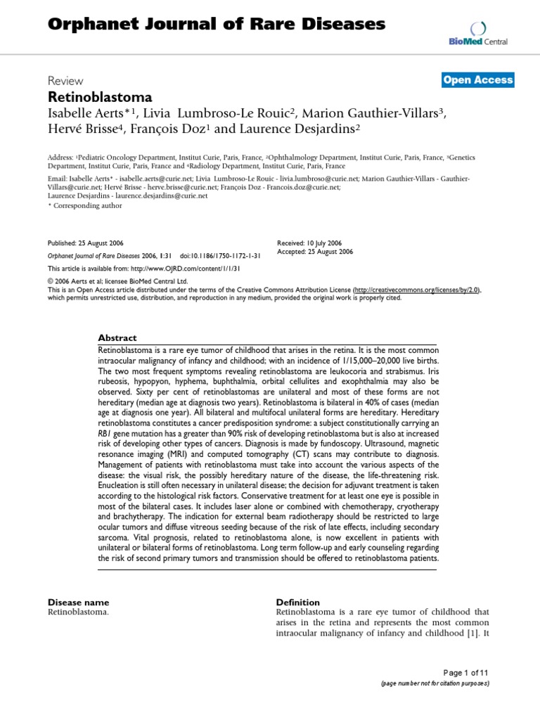 Retinoblastoma Description PDF Radiation Therapy Medical Imaging