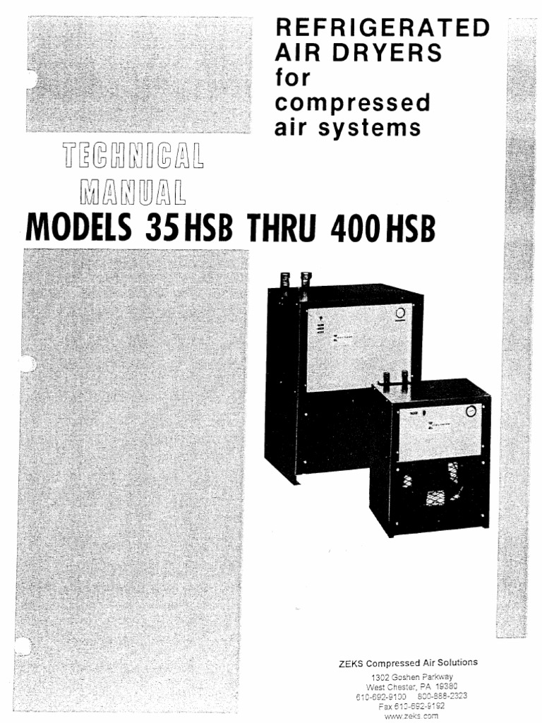 Technical Manual Models 35HSB Thru 400HSB Zeks Manual PDF