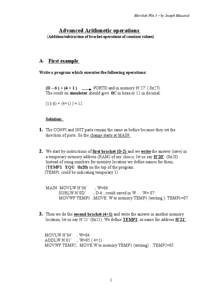Advanced Arithmetic Operations: A-First Example | PDF | Office ...