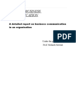 Subject: Business Communication: A Detailed Report On Business Communication in An Organisation