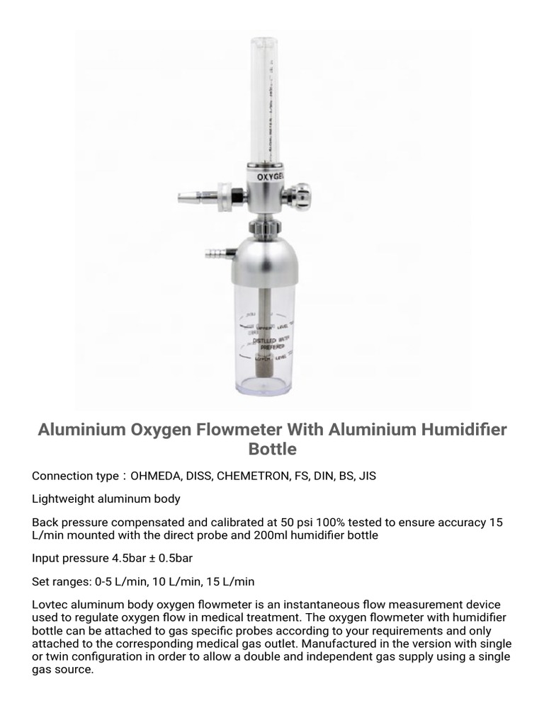 Aluminium Oxygen Flowmeter with Humidifier | PDF