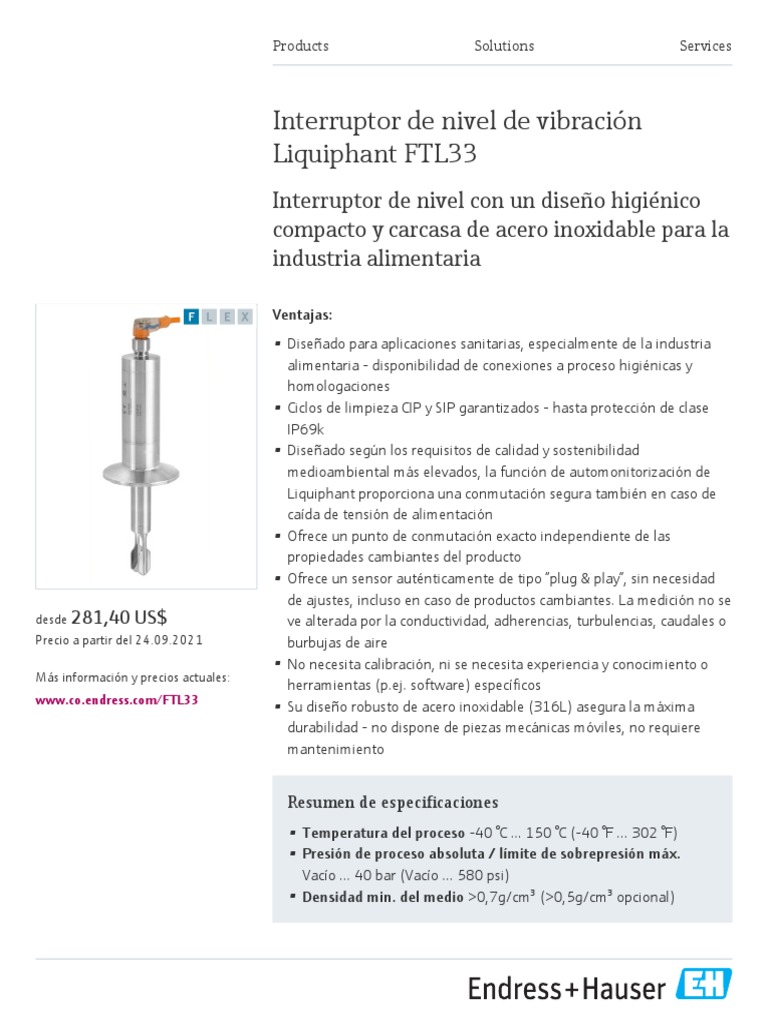 Interruptor de Nivel Higiénico FTL33 | PDF | Tecnología
