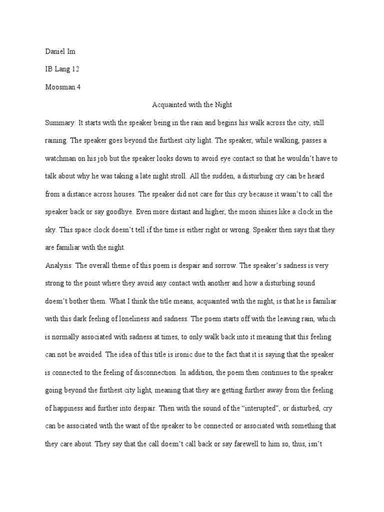 Acquainted With The Night Ib Lang 12 Pdf
