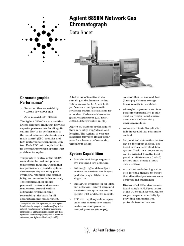Agilent 6890N Network Gas Chromatograph: Data Sheet | PDF | Gas ...