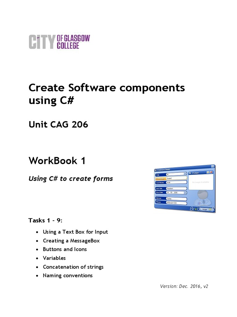 Workbook 1 2016v2 | Download Free PDF | C Sharp (Programming Language ...