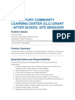 21 Century Community Learning Center (CLC) Grant - After School Site Manager