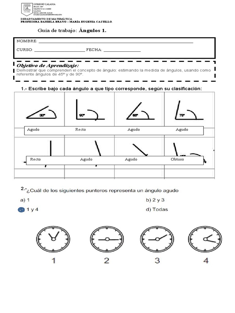 Guia Angulos 1 | PDF | Métodos y materiales de enseñanza