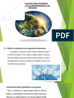 La Globalización Como Fenomeno Influyente en Las Organizaciones y Las Personas.