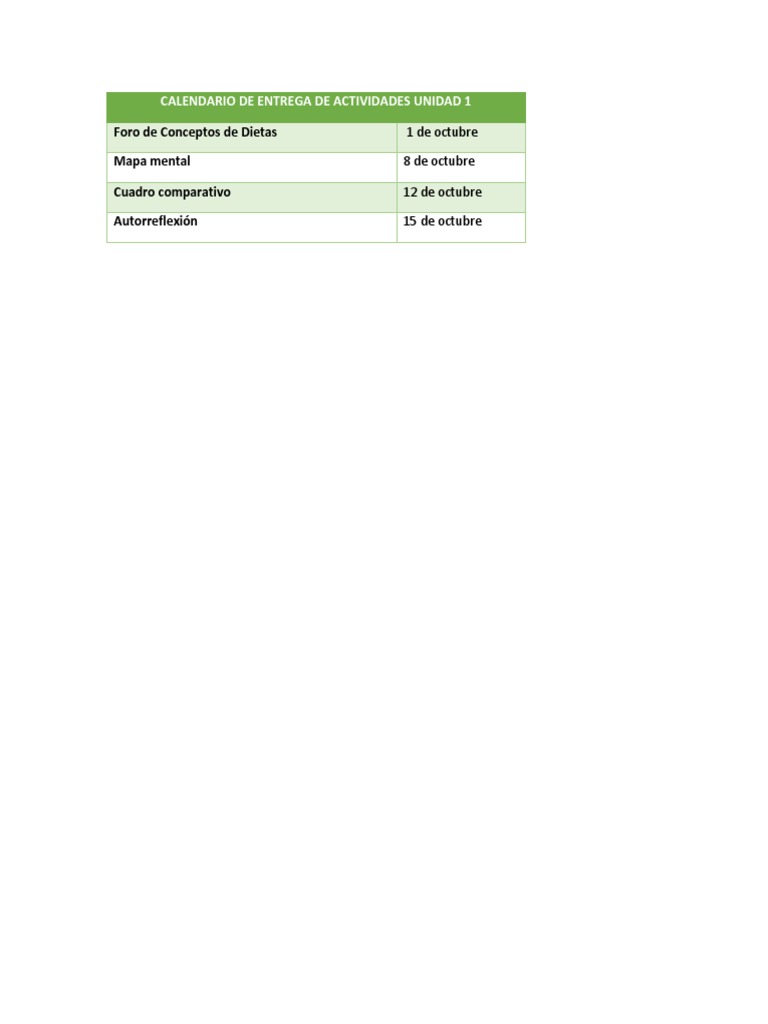 Calendario Unidad 1 | PDF | Ciencias sociales | Estudios de idiomas ...